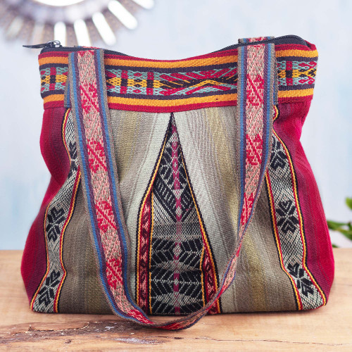 Handloomed Alpaca Blend Shoulder Bag 'Pisac Magenta'