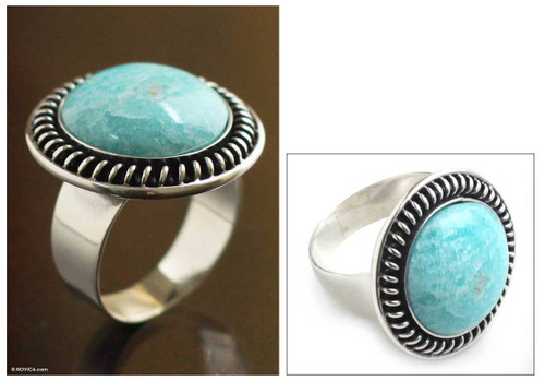 Amazonite cocktail ring 'Moon Over Lima'