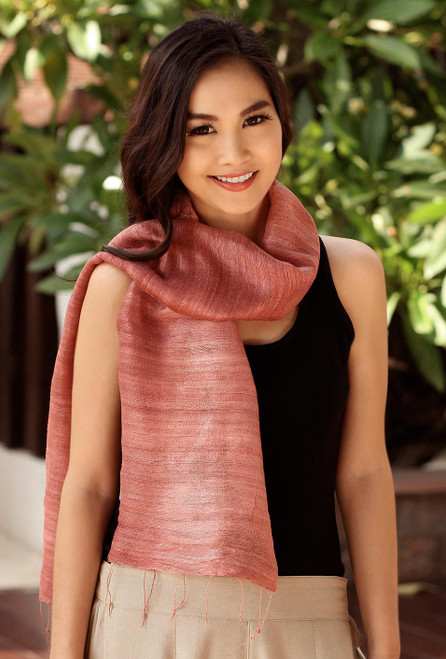 Pink Silk Scarf 'Bold Rose'