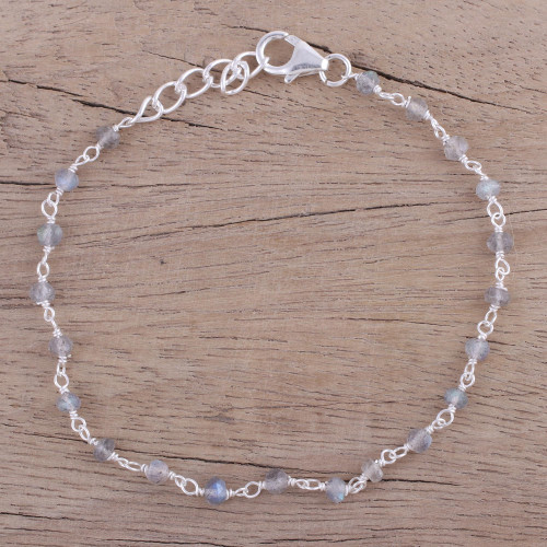 Handmade Adjustable Labradorite Link Bracelet from India 'Beautiful Saga'