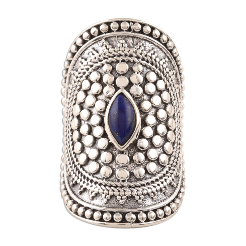 Lapis Lazuli Cocktail Ring Crafted in India 'Royal Cabochon'