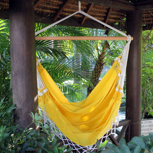 Yellow Cotton Swing Hammock from Brazil 'Salvador Sun'