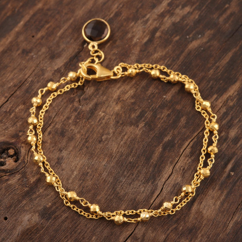 18k Gold Plated Beaded Charm Bracelet 'Golden Power'