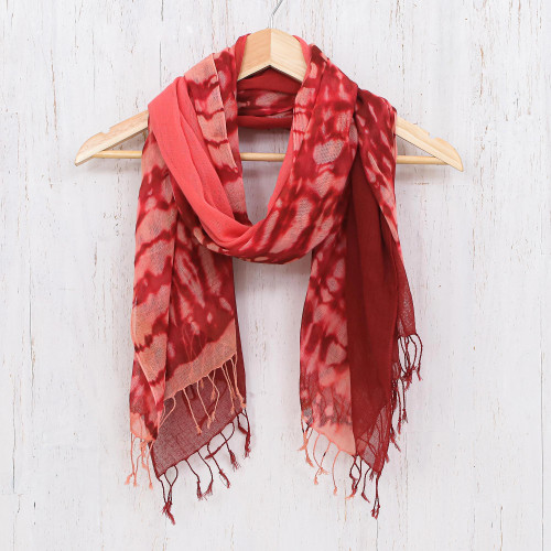 Pair of Cotton Scarves in Shades of Pink 'Warmth of Love'