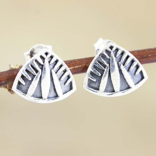 Handmade Sterling Silver Triangle Drop Earrings 'Pyramid Song'