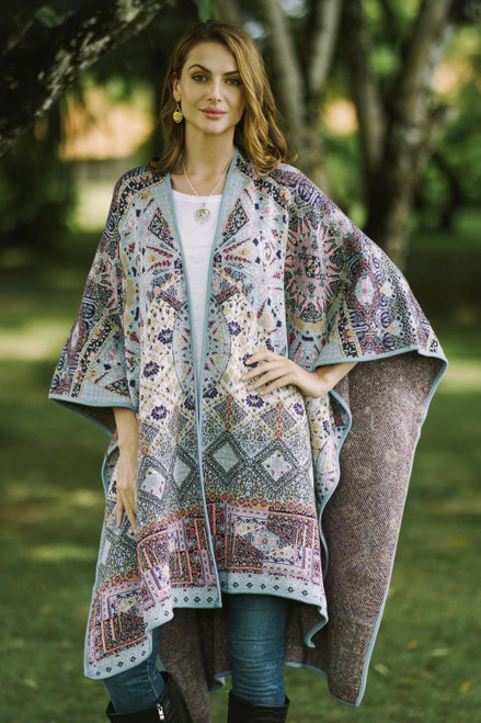 Knit Multicolor Viscose Blend Ruana from India 'Effortless Style ...