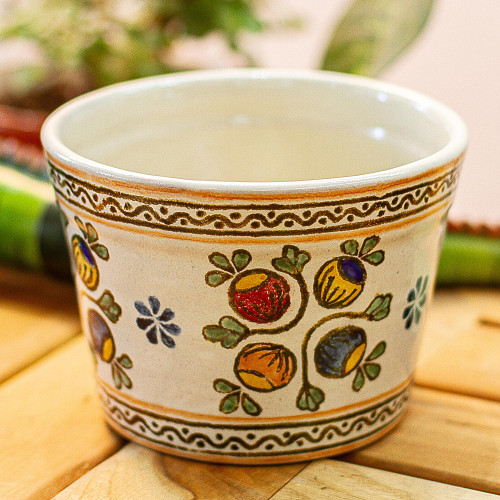 Cappuccino Cup, Mexican Coffee Mug, Puebla Talavera Pottery