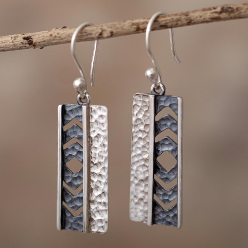 Sterling Silver Dangle Earrings from Peru 'Silver Arrows'