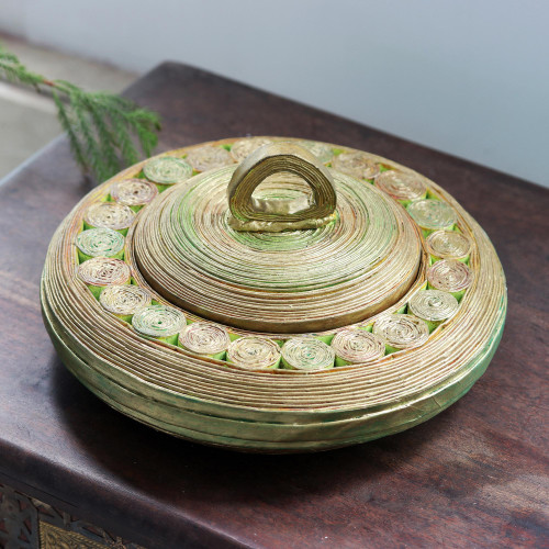 Eco-Friendly Lidded Paper Basket 'Glittering Green'