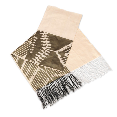 Handwoven Zapotec Brown on Ivory Cotton Rebozo Shawl 'Natural Allure' -  Smithsonian Folklife Festival Marketplace