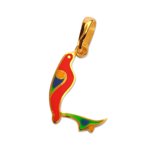 Traditional Bird-Themed Gold-Plated Pendant with L Letter 'L Birds of Armenia'