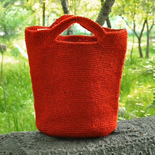 Crocheted Tote Bag in Red Handmade in Armenia 'Red Vibe'