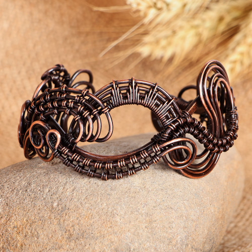 Classic Antiqued Finished Copper Cuff Bracelet from Armenia 'Armenian Roots'