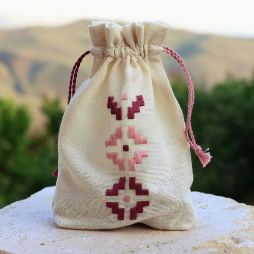 Embroidered Cotton Pouch from Armenia 'Rose'