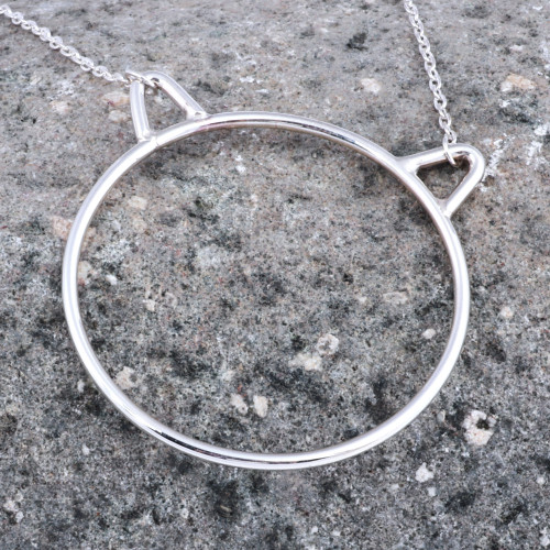 Cat-Themed Minimalist Sterling Silver Pendant Necklace 'Purrfection'