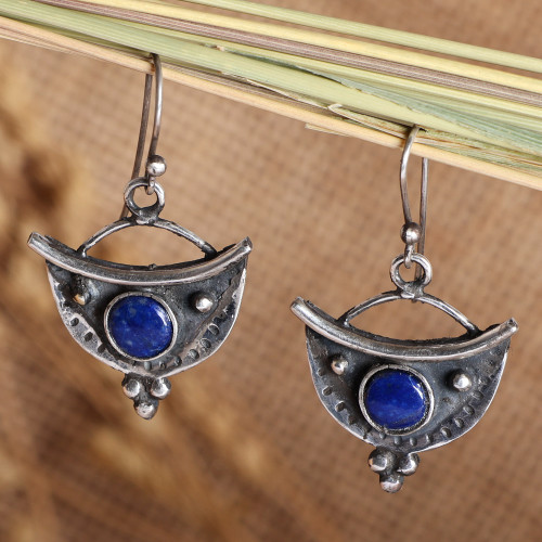 Classic Polished Lapis Lazuli Dangle Earrings from Armenia 'Timeless Inspiration'