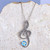 Treble Clef-Shaped Blue Natural Flower Pendant Necklace 'Music  Memories'