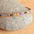 Multicolor Agate Beaded Choker Necklace with Leather Accents 'Summery Colors'