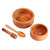 Brown Beechwood Bowls and Serving Utensils Set 4 Pieces 'Sweet Days'