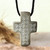 Cross-Shaped Stone Pendant Necklace with Floral Motifs 'Graceful Faith'