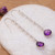 Rainbow Moonstone and Checkerboard Amethyst Dangle Earrings 'Wise Rainbow'