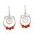 Sterling Silver Spiral Dangle Earrings with Carnelian Stone 'Contemporary Style'
