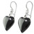 Black Heart Shaped Jade Silver Dangle Earrings Guatemala 'Mayan Heart in Black'
