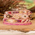 Hand-Woven Beaded Floral Wrap Bracelet with Pewter Button 'Encircling Glam'
