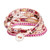 Hand-Woven Beaded Floral Wrap Bracelet with Pewter Button 'Encircling Glam'
