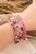 Hand-Woven Beaded Floral Wrap Bracelet with Pewter Button 'Encircling Glam'