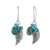 Silver and Recon Turquoise Leaf Earrings from Thailand 'Lively Leaves'