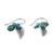 Silver and Recon Turquoise Leaf Earrings from Thailand 'Lively Leaves'