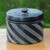 Indonesian Handcrafted Swirl-Design Black Ceramic Jar 'Zebra Swirl'