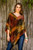 Brown Orange Handmade Cotton Blend Poncho 'Magical Dusk'