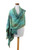 Green and Turquoise Hand Woven Rayon Chenille Shawl 'Peaceful'