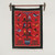 Andean Handwoven Wool Tapestry with Birds on Red 'Red Birds in Eden'