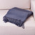 Alpaca and AcrylicThrow Blanket with Fringe in Denim Blue 'Puno Traditions in Blue'