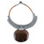 Thai Ivory Leather and Coconut Shell Statement Necklace 'Rustic Moon in Grey'