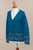 Teal 100 Alpaca Wool Cardigan Sweater from Peru 'Dreamy Blues'