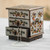 Reverse Painted Glass Decorative Box in Off White from Peru 'Colonial Sunflower'