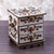 Reverse Painted Glass Decorative Box in Off White from Peru 'Colonial Sunflower'