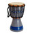 Handcrafted Grey and Blue Authentic African Mini Djembe Drum 'Anomabu Waves'