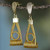 Gold Plated Golden Grass and Brass Dangle Earrings 'Gleaming Balance'