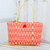 Handwoven Recycled Plastic Tote in Strawberry and Cornsilk 'Delightful Day in Strawberry'