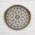 Andean Sunflower Theme Reverse-Painted Glass Tray 'Blue Andean Mandala'