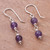 Dangle Earrings in Sterling Silver with Two Amethyst Beads 'Andean Emotion'