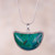 Crescent Chrysocolla Long Pendant Necklace from Peru 'Blue-Green Crescent Moon'