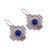 Sodalite Chakana Cross Filigree Dangle Earrings from Peru 'Blue Mountain Chakana'