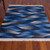 Hand Woven Blue Rectangular Wool Area Rug 4x4.5 'Waves in Motion'