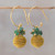 18k Gold Plated Quartz and Golden Grass Earrings from Brazil 'Magnificent Gleam'